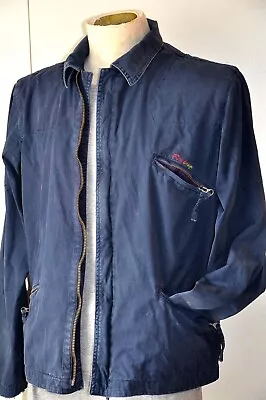 Buy Firetrap Vintage Cotton Lightweight Jacket Blue Size M-L 22 P2P Zipped Pockets • 3.99£
