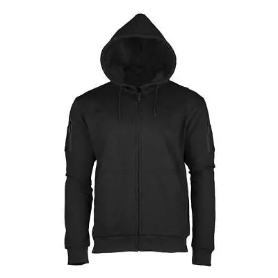 Buy Mil-Tec Mens Fleece Hoodie With Full Zipper Black Hook & Loop Patch Panel • 34.93£