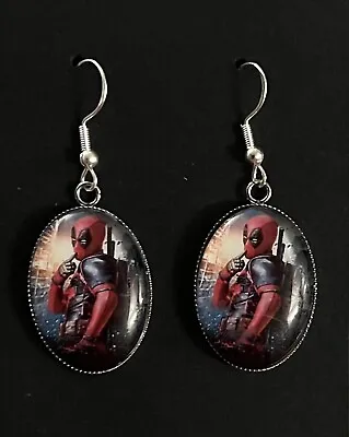 Buy Silver 925 Marvel  Memorabilia Jewellery Deadpool  Earrings Cartoon Gift  Funny • 8.95£