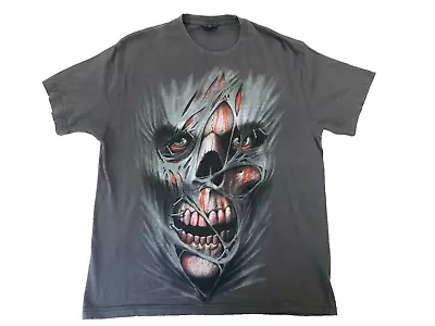 Buy Men's Spiral T Shirt Grey Skull Flesh Peeling Graphic Tee Size Medium • 11.99£