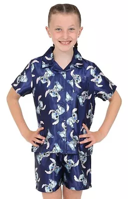 Buy Disney Lilo And Stitch Girls Short Satin Pyjama Set For Kids • 13.99£