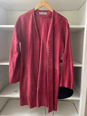 Buy Uterque Leather Suede Jacket Coat Or Mini Dress Size 10 Berry Pink Y2K • 64.99£