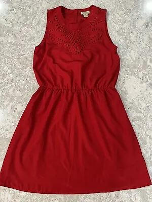 Buy Lucky Brand Red Sleeveless Eyelet Knee Length Dress Size Medium • 17.35£
