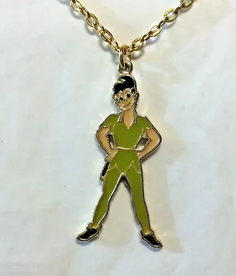 Buy Peter Pan  Enamel Pendent Disney Character Signed Jewelry 18” Chain WDP • 14.98£