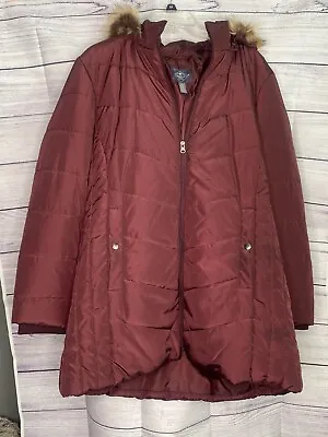 Buy Women's St. John's Bay Purple Coat W/removable Faux Fur Hood Size XL • 19.14£