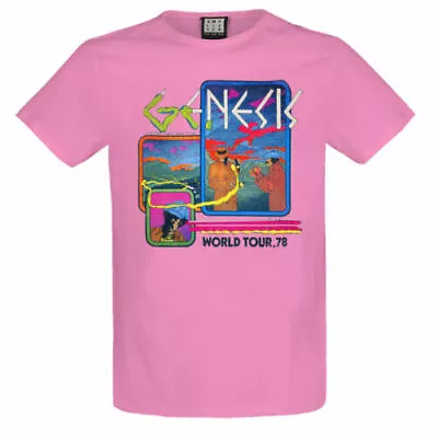 Buy Amplified Genesis World Tour Mens Pink T Shirt Genesis Classic Tee Shirt • 19.95£