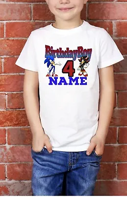 Buy Sonic Personalised Kids Birthday Party Boy T-shirt Gift Any Name Number 3-14yer • 7.99£