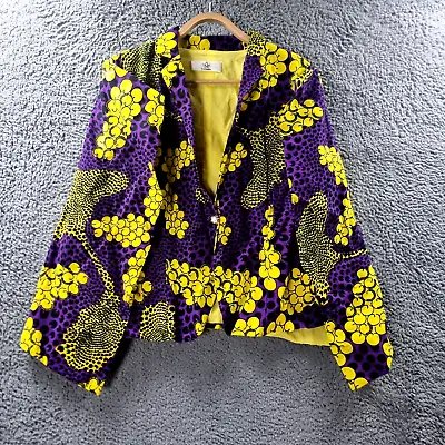 Buy Womens Cape Jacket Size XL Purple Yellow African Print Short Sleeve Collared • 18.31£