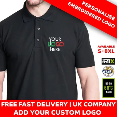Buy Custom Embroidered Polo Shirt Personalised With Your LOGO Or TEXT • 12.99£
