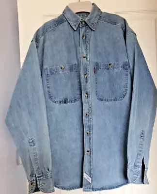 Buy LEVI'S Red Tab  Denim  Shirt Jacket Faded Blue Size Medium  Generous Relaxed Fit • 3.99£