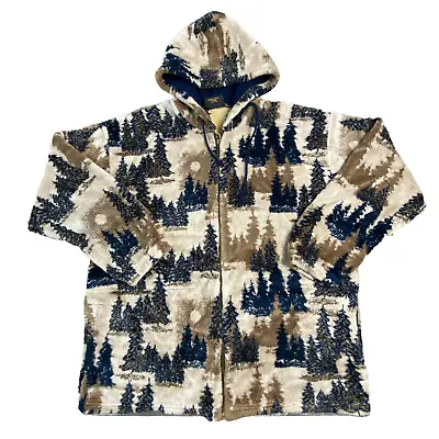 Buy Marshlands Beige Fleece Jacket All Over Print Hooded Mens Large • 34.99£