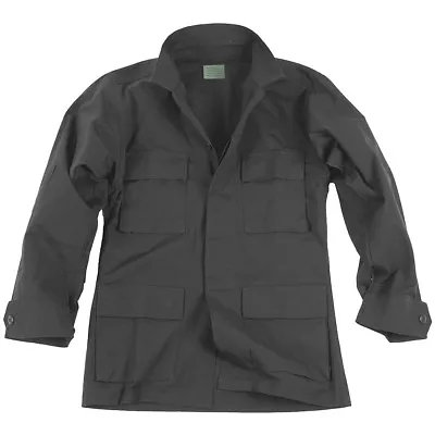 Buy Teesar Mens Military Bdu Uniform Ripstop Jacket Police Doorman Cotton Top Black • 37.95£
