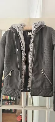 Buy Faux Leather Jacket With Faux Fur Lining Size Small • 10£