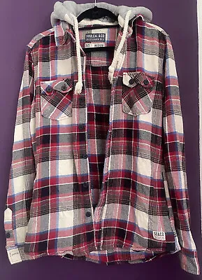 Buy Soul Cal Lumberjack Red Grey Blue Plaid Thick Hood Cotton Shirt Jacket M Unisex • 14£