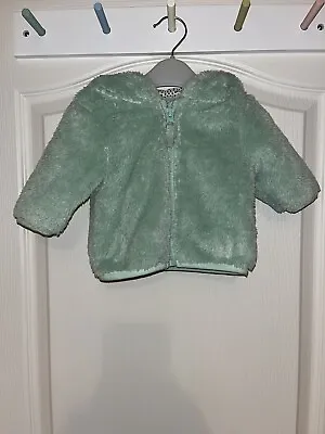 Buy Next Baby Girl Green Hooded Fluffy Jacket. Up To 1 Month • 4.50£