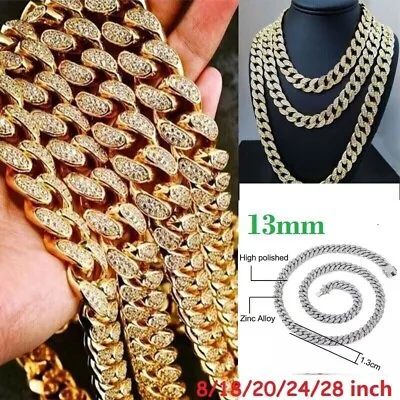 Buy Men Iced Out Diamond Thick Miami Cuban Link Chain Necklace Hip Hop Bling Jewelry • 5.98£