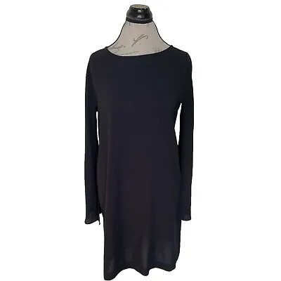 Buy Zara Black Dress Size Large Womens Shift Sleeve Slit Gothic Grunge Emo Night Out • 20.74£