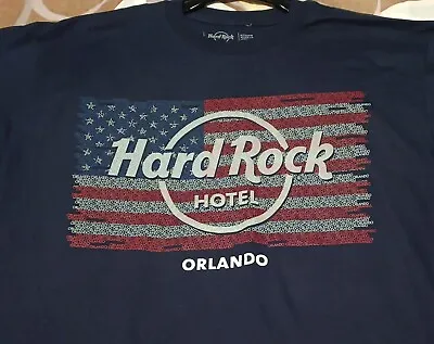 Buy HARD ROCK HOTEL CAFE Orlando Repeat Flag T-Shirt Blue Short Sleeve Mens M • 19.99£