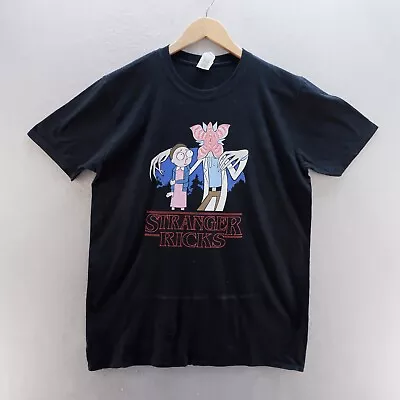 Buy Rick & Morty T Shirt Large Black Graphic Print Stranger Things Parody * • 6.99£