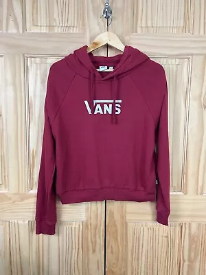 Buy Vans Hoodie Medium Womens Red Logo Hooded Jumper Sweater Spellout Boxy Skater • 17£