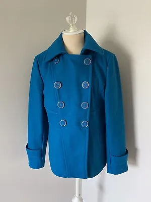 Buy NWOT Kenneth Cole New York Double Breasted Blue Pea Coat Style Jacket Women's 10 • 28.94£
