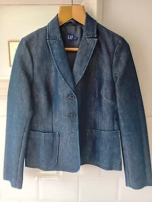Buy GAP Womens Dark Denim Blazer Jacket Size UK 12 • 10£