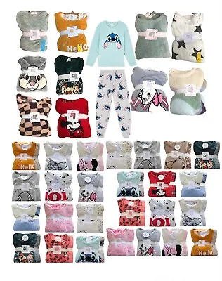 Buy Ladies Fleece DISNEY Pyjamas Women Girls Warm Winter Nightwear Christmas Primark • 20.49£