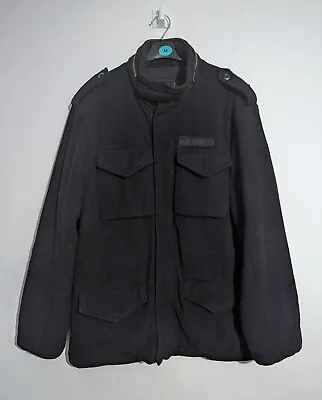 Buy Vintage - Schott NYC - M65 / 02 Field Jacket - Wool - Black - XL - Rare • 200£