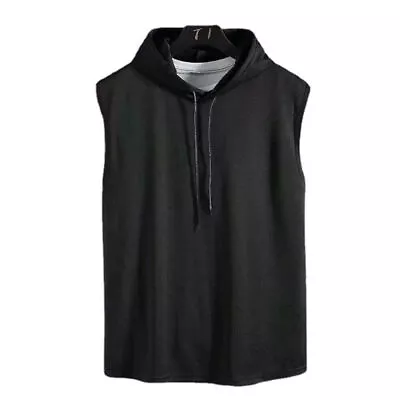 Buy Men Gym Sleeveless Hoodie Fitness Sports Muscle Hooded Vest T-Shirt Tank Top UK • 7.72£