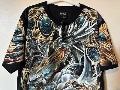 Buy Wild Mens Short Sleeve Super Glow In The Dark Dragon Sword T-Shirt XL BNWT Multi • 19.99£
