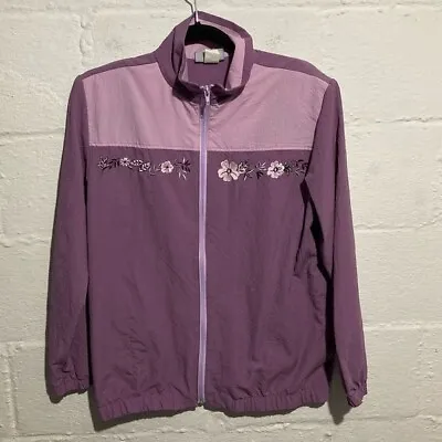 Buy Vintage Blair Purple Floral Embroidered Windbreaker - Size S • 19.28£