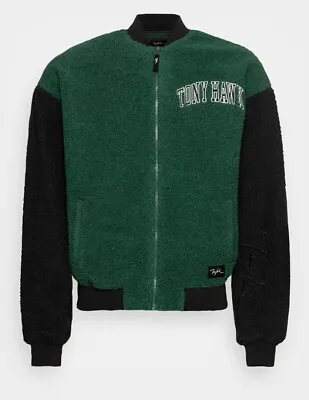 Buy Tony Hawk Skater Green/Black Varsity Bomber Jacket Fleece BNWT Size L • 24.99£