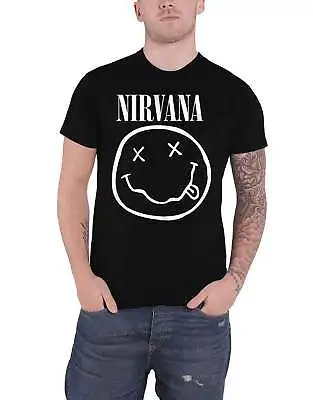 Buy Nirvana T Shirt White Smile Band Logo Nevermind New Official Mens Black • 15.95£