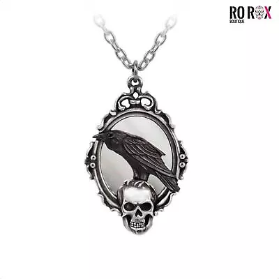 Buy Reflections Of Poe Necklace Alchemy England Gothic Mirror Skull Crow Jewellery • 28.99£