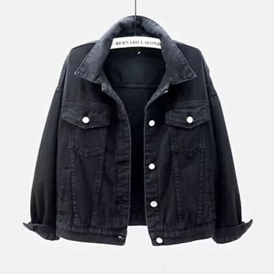 Buy Womens Ladies Stretch Denim Jacket Soft Cotton Loose Plus Zise Stonewash Coat& • 28.08£