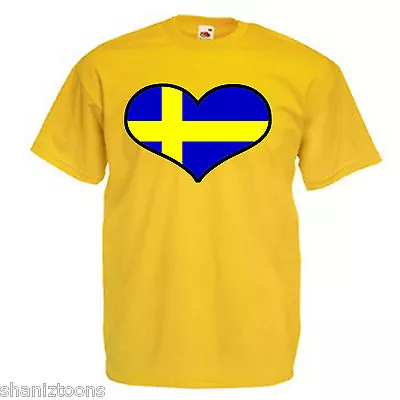 Buy Sweden Love Heart Flag Adults Mens T Shirt 12 Colours  Size S - 3XL • 9.49£