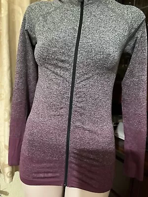 Buy WORKOUT Grey & Burgundy Full Zip Fronted Sports Long Sleeve Jacket Size 6-8 • 4.99£