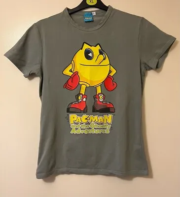 Buy Bandai Namco Pac-man Graphic Mens Kids T-Shirt Retro Grey Short Sleeve Size M • 10.99£
