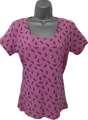 Buy M&Co Women’s Size 12 Rose Pink Dragonfly Print Cotton Top Summer • 5£