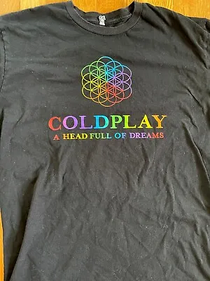 Buy Coldplay 2016 A Head Full Of Dreams Concert T-Shirt Black Mens Large 2 Sided • 8.53£