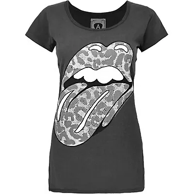 Buy Amplified Womens/Ladies The Rolling Stones Leopard Lick T-Shirt NS4732 • 23.03£