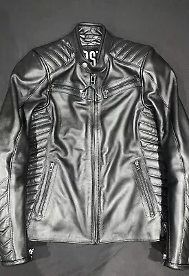 Buy Womens Leather Biker Jacket Size 12 • 30£