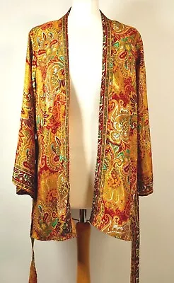 Buy Kimono Top Orange Summer Silk Style Cover Up 8 10 12 14 16 18 Hippy Boho Wedding • 16.99£