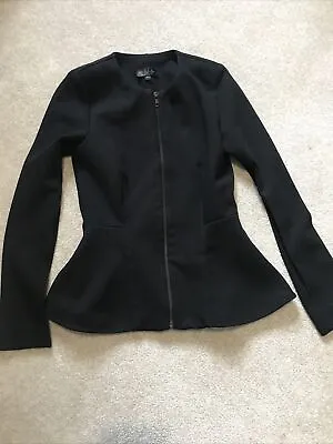Buy Ladies Topshop Black Jersey Zip Up Jacket Size 8 • 6£