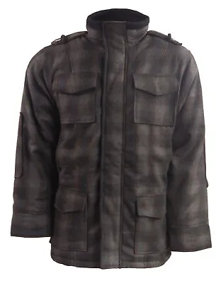 Buy Mens Wool Mix Check Pattern Coat Jacket  SK-Cloud • 10£