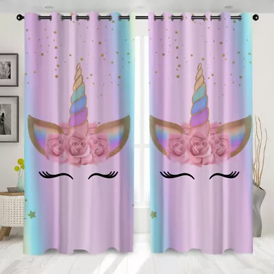 Buy Sweet Unicorns Curtains Bedroom Livingroom Eyelet Ring Top Blackout Customizable • 55.20£