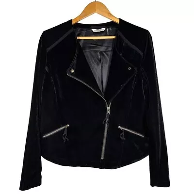 Buy Soft Surroundings Black Velvet Moto Jacket M Whimsy Goth Holiday Romantic Zip Up • 54.12£
