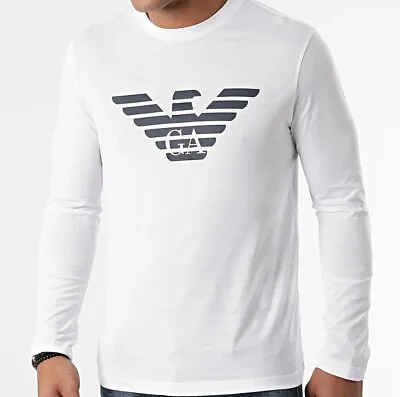 Buy Emporio Armani White Men's T-Shirt Long Sleeve,Size M*L*XL Chest Print • 32.99£