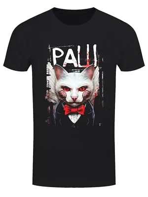 Buy PAW (SAW) Black Heavyweight Unisex Crewneck Horror Film T-shirt For Cat Lovers • 17.99£