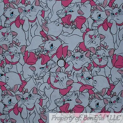 Buy BonEful FABRIC FQ Cotton Quilt Pink White Kitty Cat Aristocat Disney Dress Girl • 7.40£